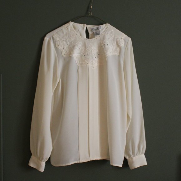 Christie & Jill Tops - cream vintage top